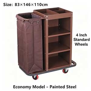 Carrito de Limpieza Multiusos para Conserjería, Carro de Limpieza Comercial con Soporte para Bolsas de Basura, Cubos Desmontables y Estante de Almacenamiento - Product Image 6