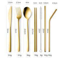 Ensemble de couverts portables écologiques en acier inoxydable 304, résistant à la rouille, de qualité alimentaire, 7 pièces, pour le camping