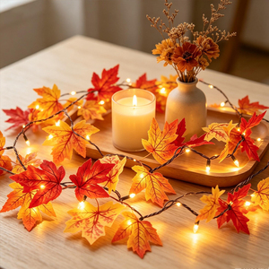 Guirlande lumineuse vintage en tungstène en forme de feuille d'érable, étanche IP44, blanc chaud, pour intérieur et extérieur, lumières féériques d'<span class=keywords><strong>automne</strong></span>, Thanksgiving, Halloween - Product Image 4