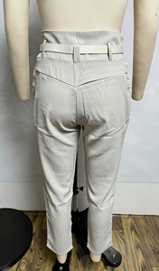 <span class=keywords><strong>Pantalon</strong></span> plissé asymétrique taille haute pour femme avec ceinture, coupe ajustée, style décontracté et tendance - Product Image 6