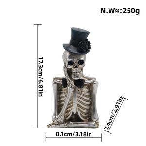 Horror Gentleman Skeleton Statue Spooky Skull Lover Resin Ornament Halloween Holiday Supplies Day of <strong>the</strong> <strong>Dead</strong> Decoration - Product Image 4
