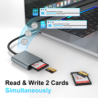 Adaptador de memoria de alta velocidad con ranura dual, tarjeta SD para cámara de seguimiento, para iPhone 15/16 Pro, iPad, libro, portátil, Android, externo, tipo C, 2 unidades
