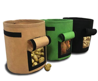Sac de culture réutilisable en feutre polyester pour jardin, pot de plantation avec fenêtre de récolte pour pommes de terre, tomates, légumes, personnalisable en gros
