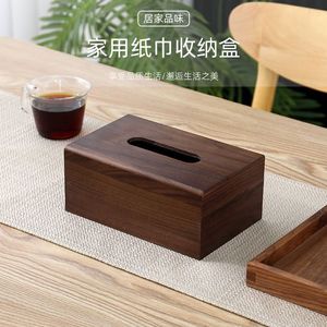Caja de pañuelos de madera de nogal negro, color natural, almacenamiento de escritorio, multiusos, sala de estar, oficina, dormitorio, diseño creativo - Product Image 3