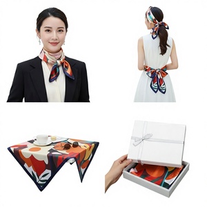 Luxury Geometric Pattern Silk Satin Scarf 90cm Large Square <strong>Hijab</strong> Headwear for Muslim Womens Fashion and <strong>Gift</strong> <strong>Set</strong> - Product Image 1