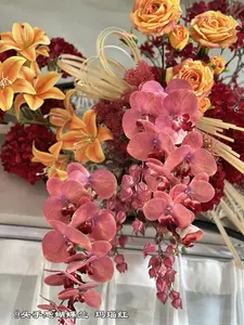 Стебли орхидеи, искусственные цветы, настоящие прикосновения, латексные искусственные ветви фаленопсиса, 9 больших цветов, 28 дюймов, 2 шт., белые