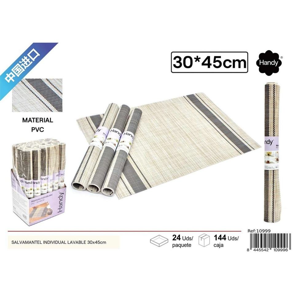 Handmade Traditional PVC Placemat 30x45cm Washable with Black Shiny Edge Reusable and Disposable-Home Textiles 8445542109996