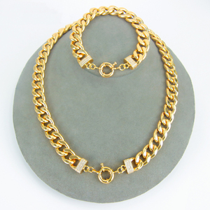 Fashion Luxury Women Wedding Jewelry Set 21k Gold Plated Hip Hop Style Necklace Bracelet for Women Party - Product Image 1