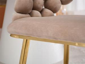 JP Design Ball Home <span class=keywords><strong>Fauteuil</strong></span> <span class=keywords><strong>beige</strong></span> Chaise de salle à manger rembourrée Chaise de jardin Chaise de salle à manger en velours avec pieds en métal doré - Product Image 4