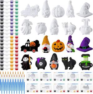 Kit de Pintura de Cerámica para Halloween, Kit de Pintura de Yeso para Niños, Calabazas, Gnomos, Sombrero de Bruja, Gato Fantasma, Manualidades Creativas - Product Image 1