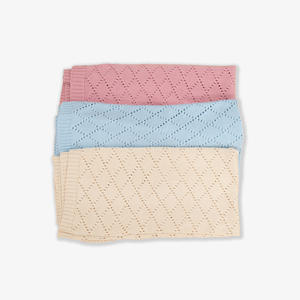 Spring & Autumn 210g-280g 100% cotton Knitted Vietnam Rectangle Solid color Cute Eco-Friendly Classic <b>blanket</b> - Product Image 3