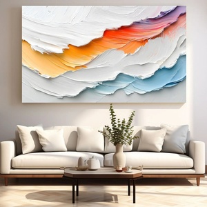 Venta al por Mayor de Cuadros Decorativos de Lona Hechos a Mano con Textura Gruesa de Olas Oceánicas Coloridas, Diseño para Proyectos Comerciales y Residenciales - Product Image 1