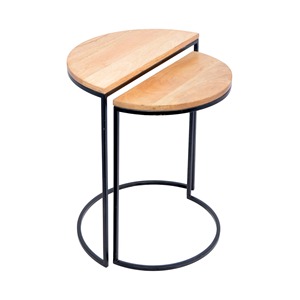 <b>Set</b> of 2 Modern Iron <b>Side</b> <b>table</b> Home Living Room Furniture <b>Side</b> <b>Table</b> in Wood Coffee <b>Table</b> With Metal Frame - Product Image 1