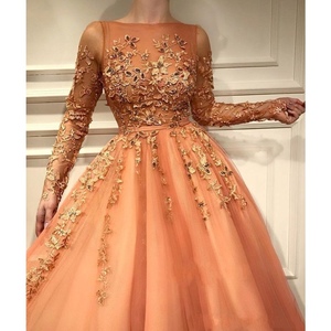 Pieno Maniche Vestito Da Sera Convenzionale Con Appliques Del Merletto di <span class=keywords><strong>Tulle</strong></span> <span class=keywords><strong>Lunghi</strong></span> <span class=keywords><strong>Abiti</strong></span> di Promenade di Un Personaggio Famoso Promenade Del Partito di Usura - Product Image 2