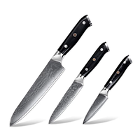 7 pièces cuisine japonaise damas VG10 ensembles de couteaux en acier inoxydable Chef Santoku pain utilitaire couteaux d'office avec poignée G10