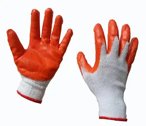 Gants à main tricoté en coton blanc pour hommes, manicle de sécurité en Latex froissé, lisses, avec revêtement de paume, idéal pour la Construction à usages multiples