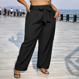 Pantalones de vestir de verano para mujer, estilo europeo-americano, nuevos, informales para el trabajo, rectos, tallas grandes, con cremallera, lisos teñidos. - Product Image 3