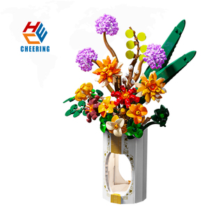 Vase lumineux en forme de fleur, modèle créatif MOC, ornements, puzzle d'assemblage pour enfants, blocs de construction en plastique, ensemble de jouets 13037 - Product Image 1