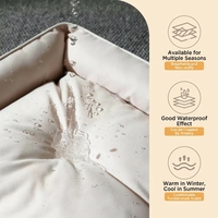 Coussin-lit pour chat et chien en tissu Oxford 600D, résistant aux morsures et aux déchirures, amovible, lavable, respirant, gris uni, avec oreiller intégré, vente en gros