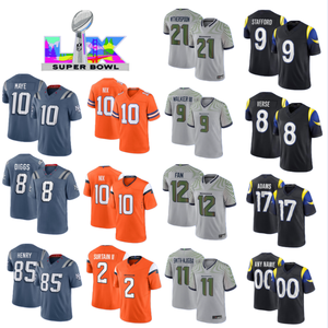 Camisa de Futebol Americano Atacado 0 Gonzalez 10 Drake Maye 8 Diggs 12 Nacua 9 Walker III 11 Smith-Njigba 10 Bo Nix 15 Bonitto - Product Image 1
