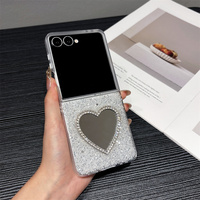 Étui de téléphone de luxe scintillant avec miroir en forme de cœur pour Galaxy Z Fold 8 Ultra, bracelet perlé, coque pliable pour Z Flip 8-3