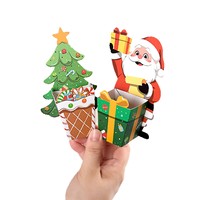 Boîte cadeau en carton blanc Shaher Creative 3D avec motif Père Noël/Arbre de Noël, support de fond imprimé quadricolore
