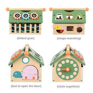 Maison de <span class=keywords><strong>sagesse</strong></span> multifonctionnelle Montessori en bois jouets assortis apprentissage numérique reconnaissance de forme géométrique pour enfants et garçons - Product Image 3