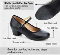 Chaussures de danse latine noires en cuir véritable pour femmes, idéales pour la salsa et la danse de salon, avec talon de 4 cm et semelle en caoutchouc, parfaites pour l'entraînement.