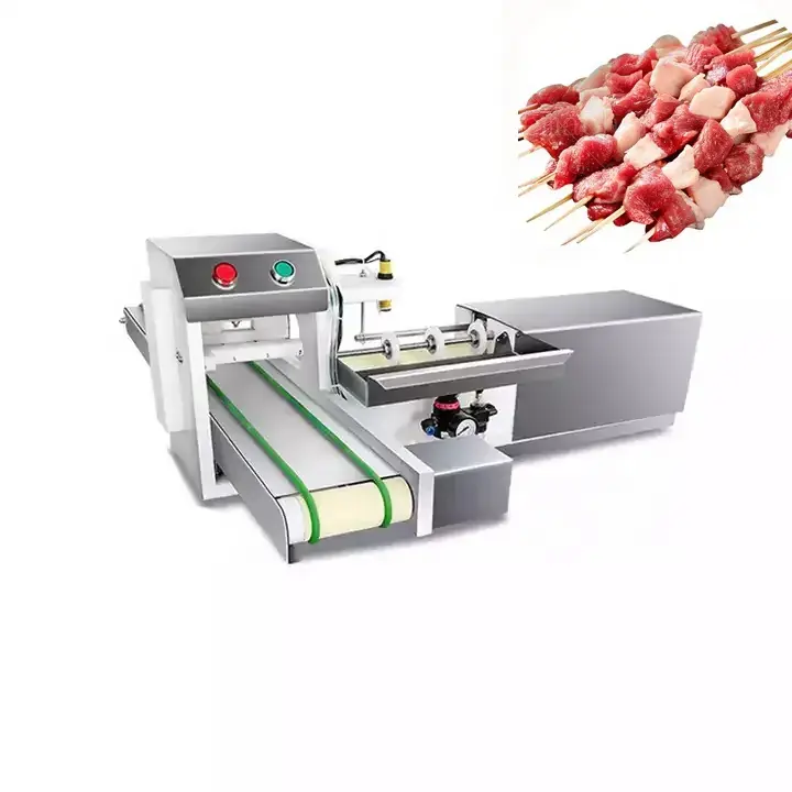 Fabricante CANMAX de acero inoxidable, alta calidad, totalmente automatizado, cordero, ternera, pollo, Kebab, barbacoa, Satay, máquina de pinchos de carne