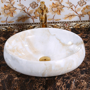 Phong Cách Châu Âu Rắn Bề Mặt Handmade Phòng Tắm Bồn Rửa Hiện Đại Hình Bầu Dục Đầy Màu Sắc Đá Cẩm Thạch Mô Hình Tùy Chỉnh Hàng Đầu Countertop Tính năng Nghệ Thuật - Product Image 1