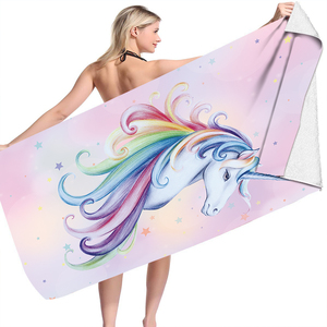 <span class=keywords><strong>Serviette</strong></span> et couverture <span class=keywords><strong>de</strong></span> plage en microfibre compressée à séchage rapide, écologique, imprimée <span class=keywords><strong>licorne</strong></span>, design populaire pour enfants, vente en gros - Product Image 2