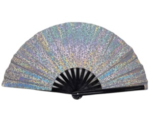 Nouveau Matériau Grand Éventail de Festival Iridescent Fantaisie de 13 Pouces en Tissu Réfléchissant Exclusif à Effet Laser - Product Image 5