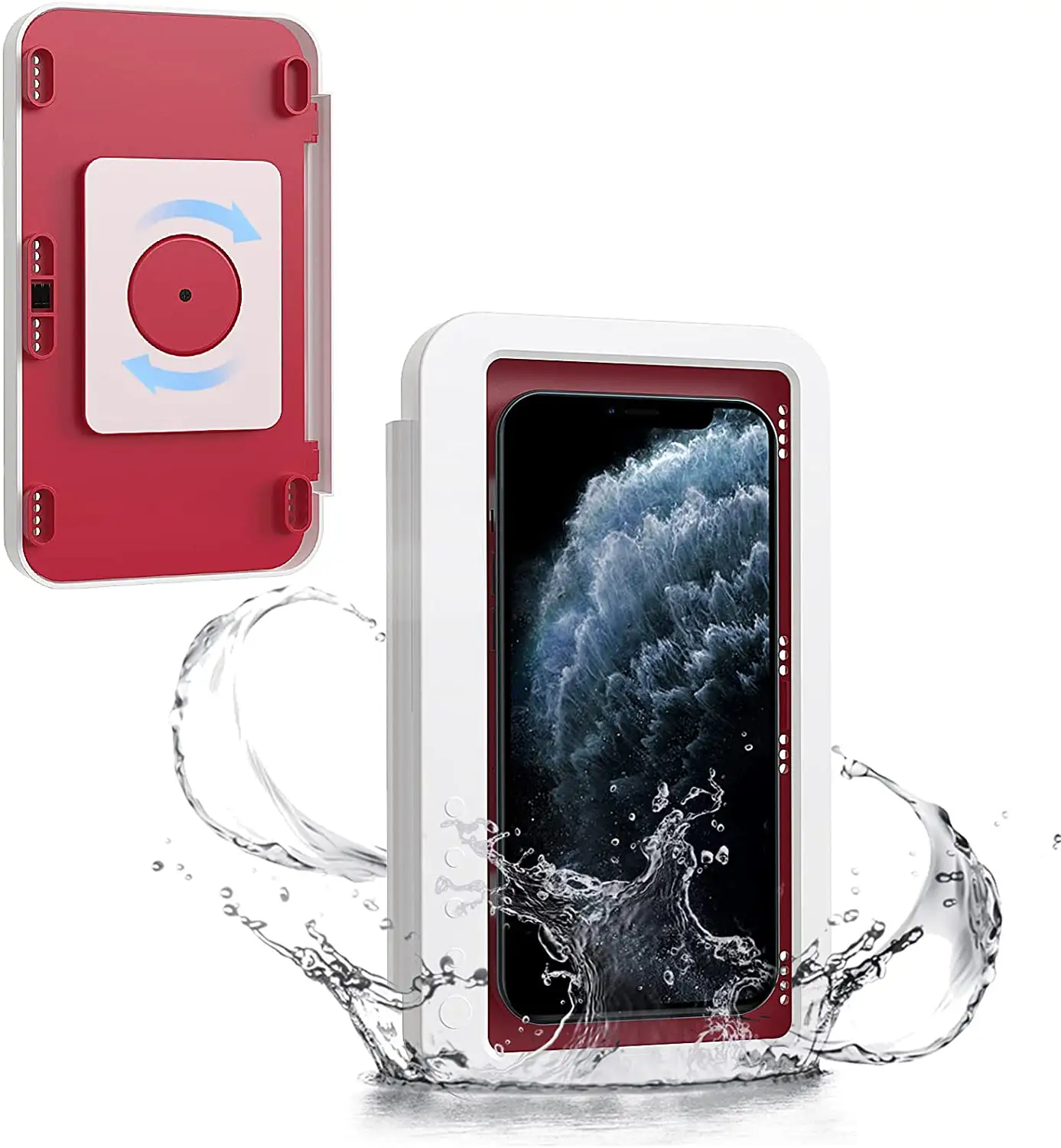 New Blue ABS Bathroom Shower Phone Holder Waterproof Sticky Wall Mount Anti Fog Smart Phone Shower Holder