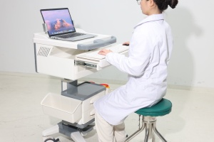 अस्पताल होटल डाइनिंग नर्सिंग स्टेशनों के लिए कीबोर्ड ट्रे भंडारण दराज के साथ आधुनिक एब्स ऊंचाई एडजस्टेबल मेडिकल कंप्यूटर कार्ट - Product Image 3