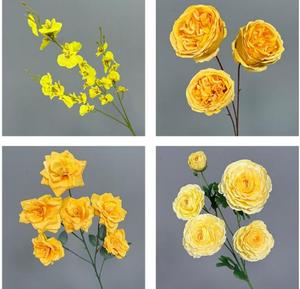 Phalaenopsis artificiale gialla a stelo corto, Campanula artificiale gialla a due rami - Product Image 6