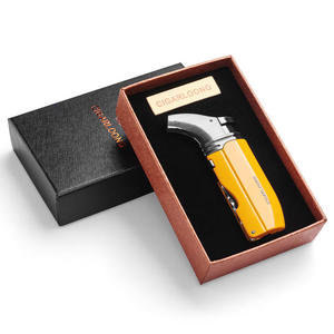 Lüks çift jet alev özel logo çakmak puro sigara aksesuarları toptan <span class=keywords><strong>torch</strong></span> puro kesici ile bütan puro çakmağı - Product Image 4