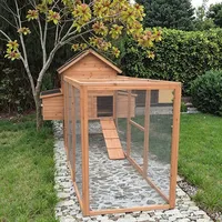 Poulailler en bois de grande taille, imperméable et de haute qualité, avec espace d'activités et espace d'élevage de volailles en extérieur