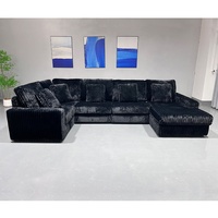 Ensemble de canapé modulaire convertible en velours pour salon avec rangement, canapé-lit rembourré en éponge, design luxueux