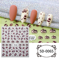Automne Style 5D En Relief Fleur Chat Fruits Pain Crème Glacée Panda Nail Art Stickers pour Ongles Coeur Forme Décorations