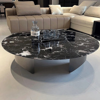 Luxuriöser Marmor-Couchtisch Wohnzimmer Runder Beistelltisch für Zuhause Moderner Hochwertiger Neuer Designer Italienischer Schwarzer Couchtisch
