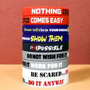 Pulseras de Silicona Geométricas Motivacionales, Paquete de 5, Pulseras Inspiradoras Duraderas, Joyería para Hombres y Mujeres, Bandas de Ejercicio - Product Image 1