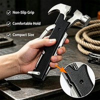 Outil multifonctionnel portable, lame en acier inoxydable, outil de survie en plein air, marteau, poignée en plastique à motif moleté, OEM/ODM