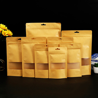 Sacs refermables en papier kraft résistants à l'humidité avec fenêtre rectangulaire transparente pour aliments pour animaux de compagnie et collations de qualité alimentaire