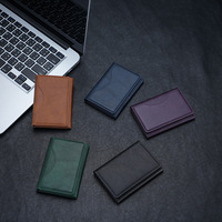 Dompet Kartu Magnetik Gaya Jepang Kulit Imitasi PU, Kompatibel Magnet, Slot Multi-Kartu, Lipat Tiga, Penyangga untuk Ponsel