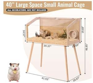 Cage à hamster en bois de 40 "avec fenêtre en acrylique pour gerbille <span class=keywords><strong>Chinchilla</strong></span> Hedgehog. - Product Image 2