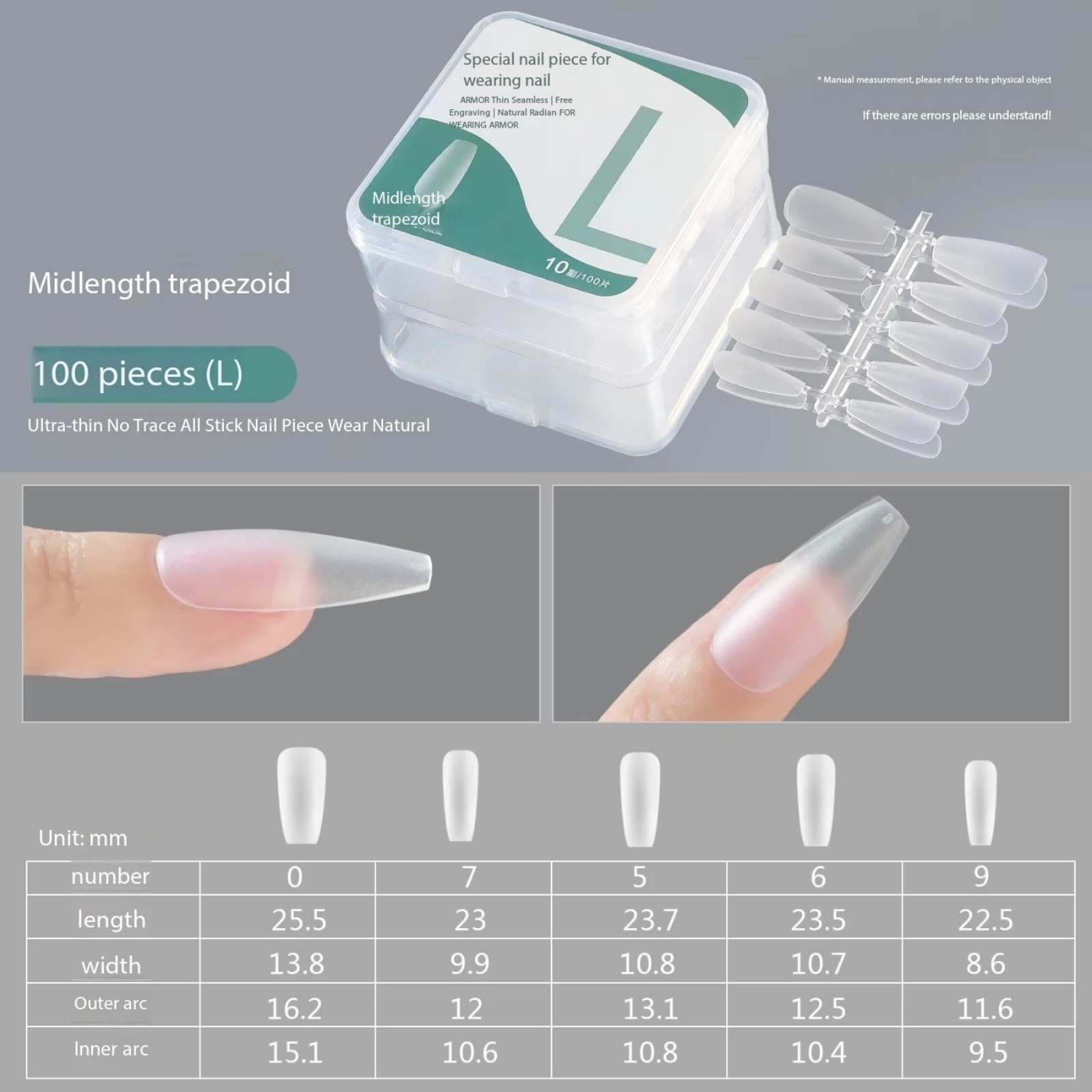 Échelle de longueur moyenne taille L 100pcs-12#