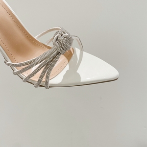 2024 New Metal Super High-heeled Rhinestone Thin Strap Cross-pointed <b>Sandals</b> and slippers Stiletto Muller Women's Shoes - Product Image 6