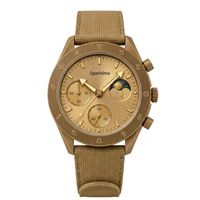 Montre en biocéramique pour homme avec bracelet en cuir, montres à quartz étanches 3ATM avec phase de lune - Logo personnalisé disponible en petite série