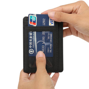 Tùy chỉnh da mềm chất liệu túi phía trước <span class=keywords><strong>RFID</strong></span> chặn tối giản mỏng ví cho Mens thẻ tín dụng - Product Image 4