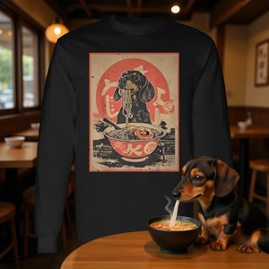 Camiseta de manga larga Kawaii Dachshund Ramen con diseño de humor para amantes de los perros japoneses - Product Image 3